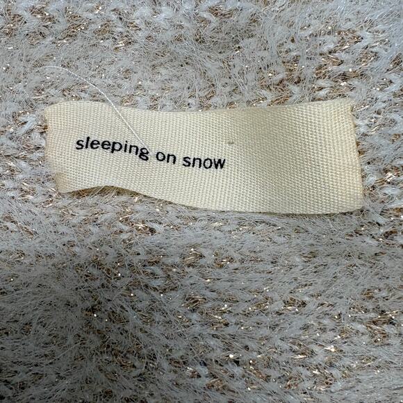 Anthropologie Sleeping on Snow Metallic Poncho Turtleneck Sweater Cream Gold O/S - Picture 6 of 6
